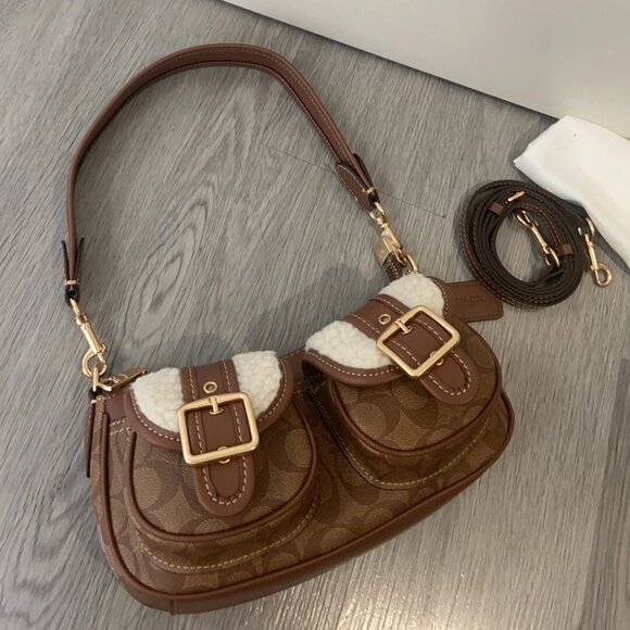 COACH Ashton Baguette Bag In Signature Canvas Tan/Natural CY658 Outlet NEW - Picture 1 of 8